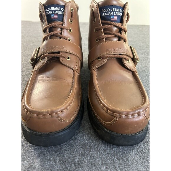 VTG Polo Jeans Co. Ralph Lauren Men’s 12D Hiking Ranger Rugged Boots Tan Leather main image 10